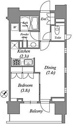 ラサンテ千駄木 2階1LDKの間取り