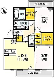 ElysionWest 2LDKの間取図画像