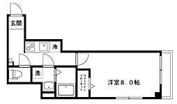 京王線 西調布駅 徒歩1分の賃貸マンション 3階1Kの間取り