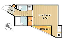 多摩都市モノレール 大塚・帝京大学駅 徒歩1分の賃貸アパート 1階1Kの間取り