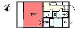 大野ハイムB 1Kの間取図画像