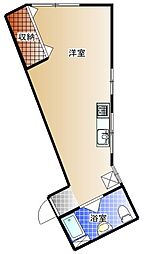 岩田ビル 3階ワンルームの間取り