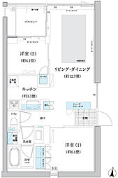 ガーデニエール砧　ＷＥＳＴ 3階2LDKの間取り