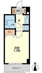 デイム橋本 1Kの間取図画像