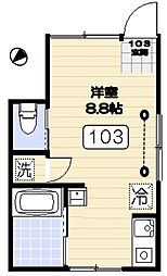 Ｂｌａｎｃ　Ｃｏｕｌｅｕｒ 1階ワンルームの間取り