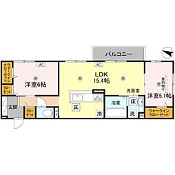 クレマチス 1階2LDKの間取り