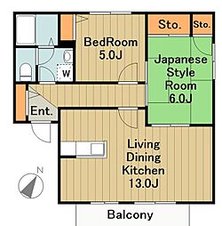 ファンテーヌオオマチ 2LDKの間取図画像