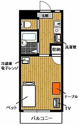 YM平井2 1階1Kの間取り
