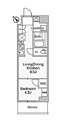 コンフォリア・リヴ巣鴨 5階1LDKの間取り