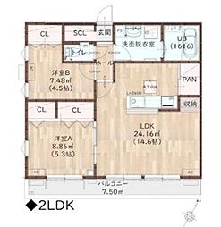 ＫＥＹＡＫＩ 2階1LDKの間取り