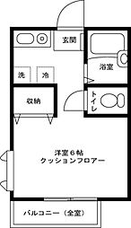 ビューラー 2階1Kの間取り