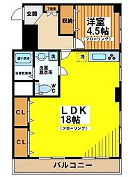 レジ東郷 1LDKの間取図画像
