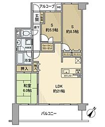 デュオガーデン川口さくらの杜 1SLDKの間取図画像