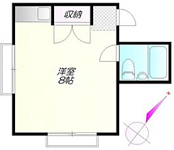 ハウスサンオミノ 2階ワンルームの間取り