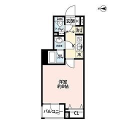 プレール・ドゥーク赤塚 4階1Kの間取り