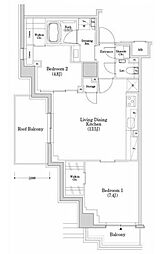ザ・パークハビオSOHO市谷左内町 2LDKの間取図画像
