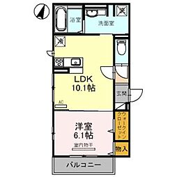 パライソ新町 1LDKの間取図画像