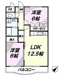 レジデンス山崎 2階2LDKの間取り