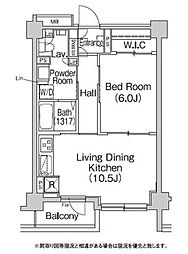 コンフォリア市谷薬王寺 2階1LDKの間取り