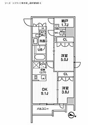 シーズンフラッツ新大塚 1階2SDKの間取り