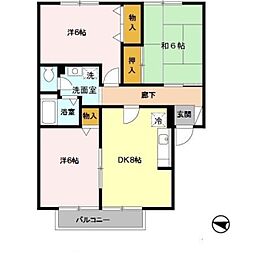 JR東海道・山陽本線 魚住駅 徒歩15分の賃貸アパート 2階3DKの間取り