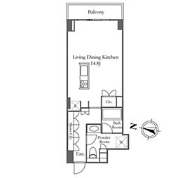 KDXレジデンス恵比寿 3階ワンルームの間取り