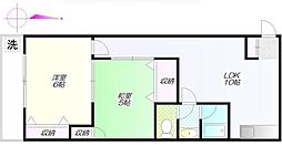 サニーコーポ・K. 2LDKの間取図画像