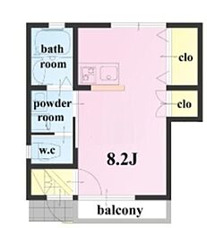 都営新宿線 篠崎駅 徒歩17分の賃貸アパート 1階ワンルームの間取り