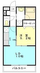茜マンション 1LDKの間取図画像
