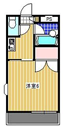 三栄ハイツ2 1Kの間取図画像