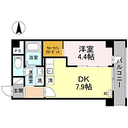 阪急神戸本線 園田駅 徒歩6分の賃貸マンション 3階1DKの間取り