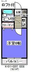 カーサ・ブランカ浦安 1Kの間取図画像