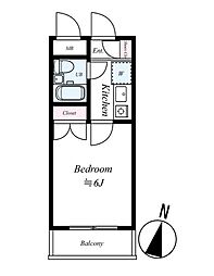 都営大江戸線 勝どき駅 徒歩5分の賃貸マンション 9階1Kの間取り