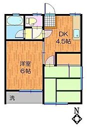 鈴木ハイツ 2DKの間取図画像