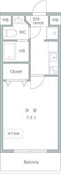 S-FORT戸田公園 1Kの間取図画像