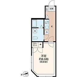 ラシクラス豊玉南 2階1Kの間取り