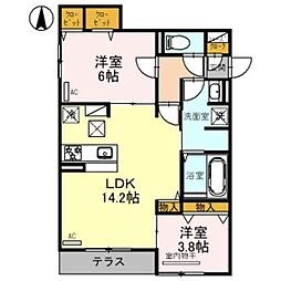 Osaka Metro谷町線 平野駅 徒歩6分の賃貸アパート 1階2LDKの間取り