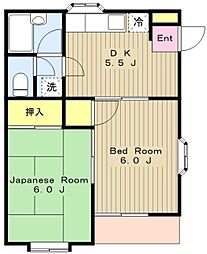 ハイツサクマ 1階2DKの間取り