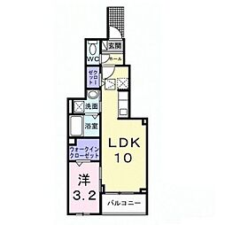 グラン・ハーモニー忠生公園 1階1LDKの間取り