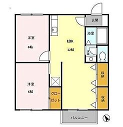 パストラルコート 2階2LDKの間取り