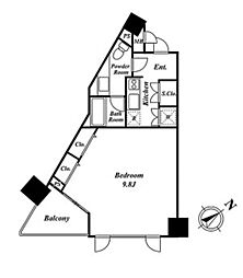 KDXレジデンス品川シーサイド 1Kの間取図画像