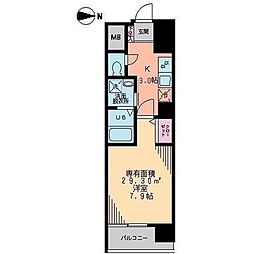 クレアーレ 2階1Kの間取り