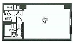 東京メトロ日比谷線 六本木駅 徒歩5分の賃貸マンション 4階ワンルームの間取り