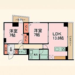 サンテラス 2LDKの間取図画像