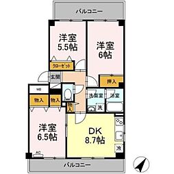 ベルエアーガーデン 2階3DKの間取り