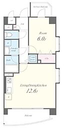 コンフォール浮間舟渡 6階1LDKの間取り