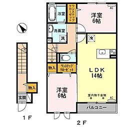 SHAMROCK HILLS 2階2LDKの間取り
