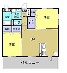 セザールF3 2LDKの間取図画像