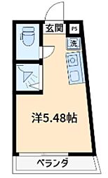 Ｃｕｂｅ　Ｋａｎａｍａｃｈｉ　Ｖ 2階ワンルームの間取り