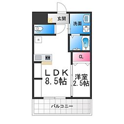 ジーイーオンズ 4階1LDKの間取り